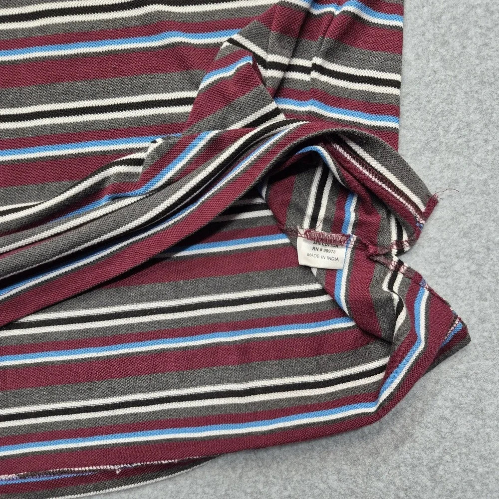 True Religion Shirt Men's 4XL Striped Polo Burgundy Short Sleeve Horseshoe Logo